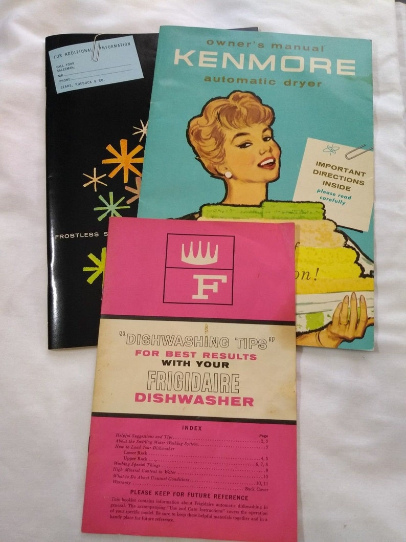 Appliance Ephemera Frigidaire Kenmore Sears Coldspot Manuals Etsy