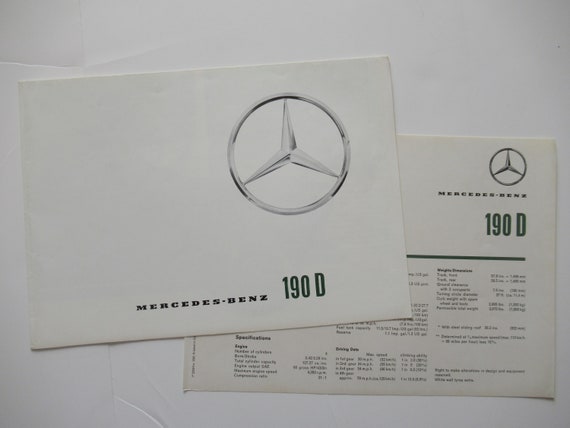 1962 Mercedes Benz 190D Car Brochure and Spec Sheet, Dealer