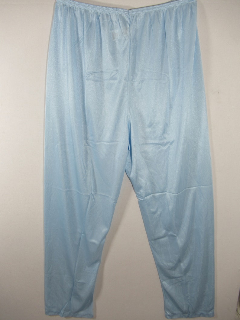 Vintage Sears Blue Silky Satin Nylon Pajama Pants, Women Size M 1214