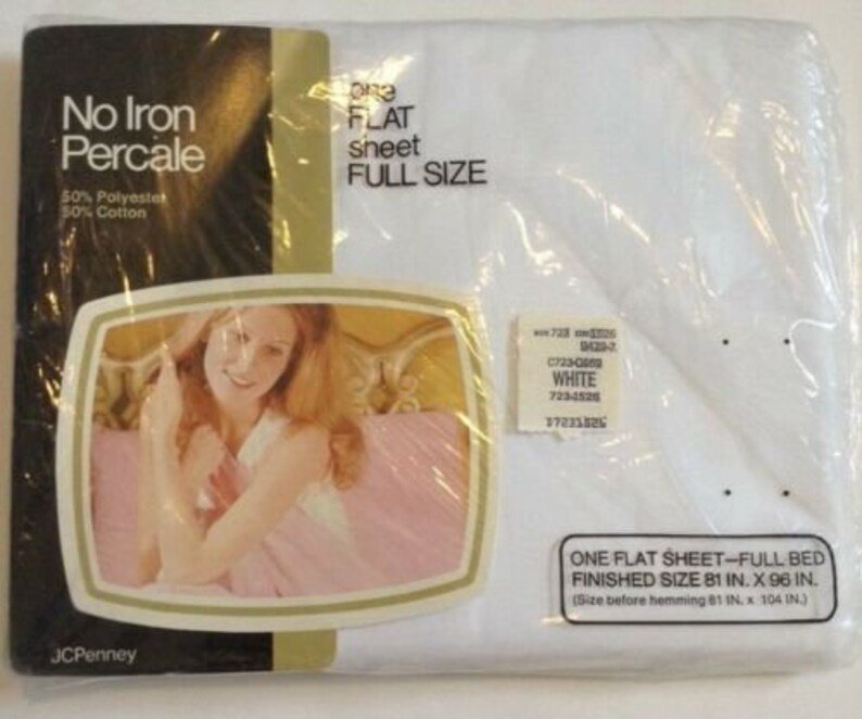 Vintage Jcpenney Solid White Percale Full Flat Sheet No Iron Etsy