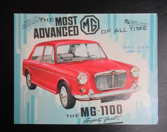 1963 MG 1100 Brochure, Vintage Car Dealer Advertising, British Motors, Auto Prospekt