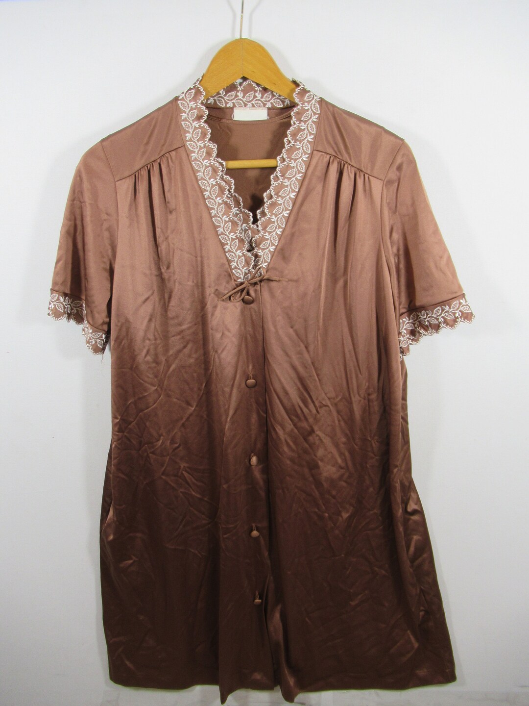 Vintage Jcpenney Nylon Antron III Satin Robe Nightgown Set, Size M