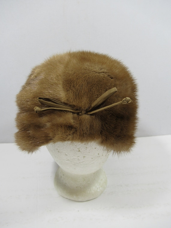 Vintage Lora Genuine Fur Winter Hat w/Bow, Light … - image 1