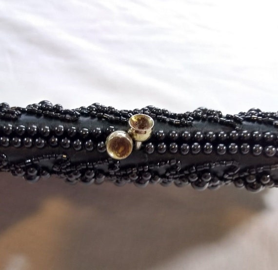 Vintage Black Satin Beaded Clutch Evening Dress P… - image 5