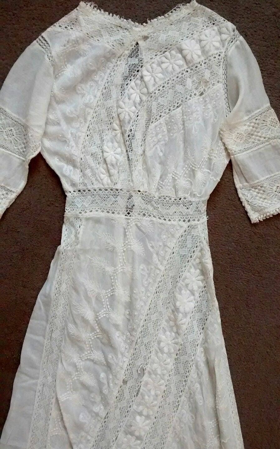Antique Edwardian White Lace Embroidered Wedding Lawn Tea - Etsy