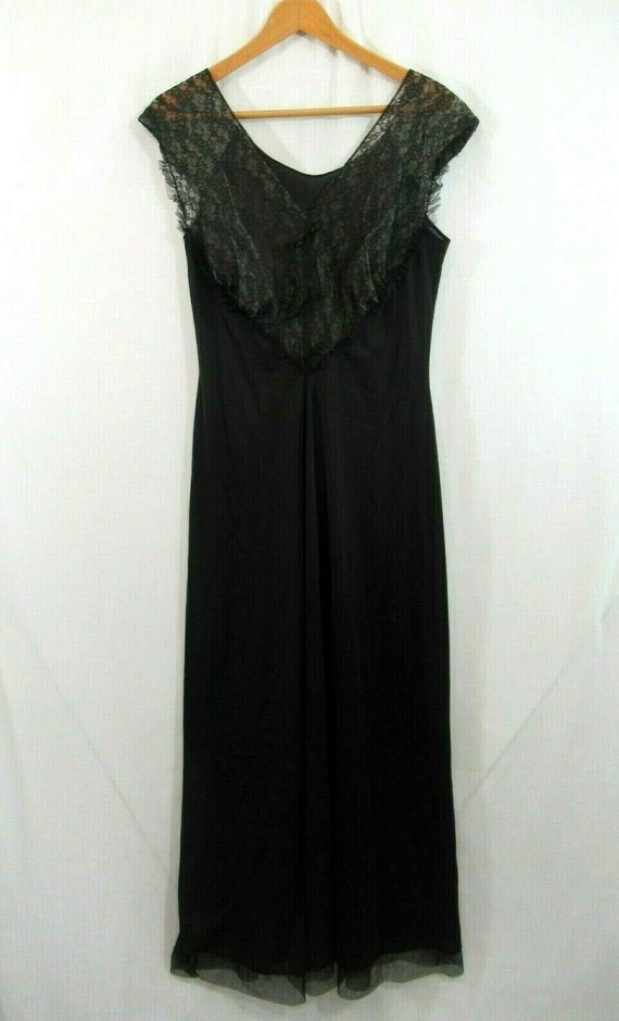 Vintage 1950s Vanity Fair Tricot Nylon Long Black… - image 1