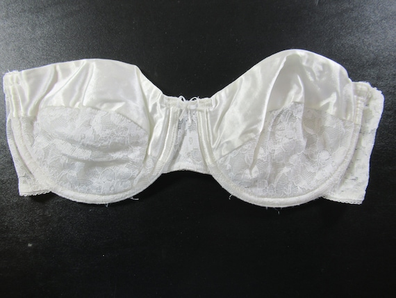 Buy Vintage Vassarette Satin and Lace White Strapless Bra, Size