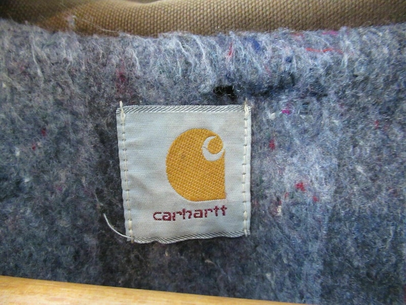 Work Chore Distressed Jacket Vintage Carhartt Blanket Lined Barn Coat Brown
