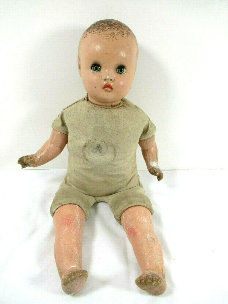 Antique Moving Eye Composition Baby Doll Cry Box Unmarked Etsy