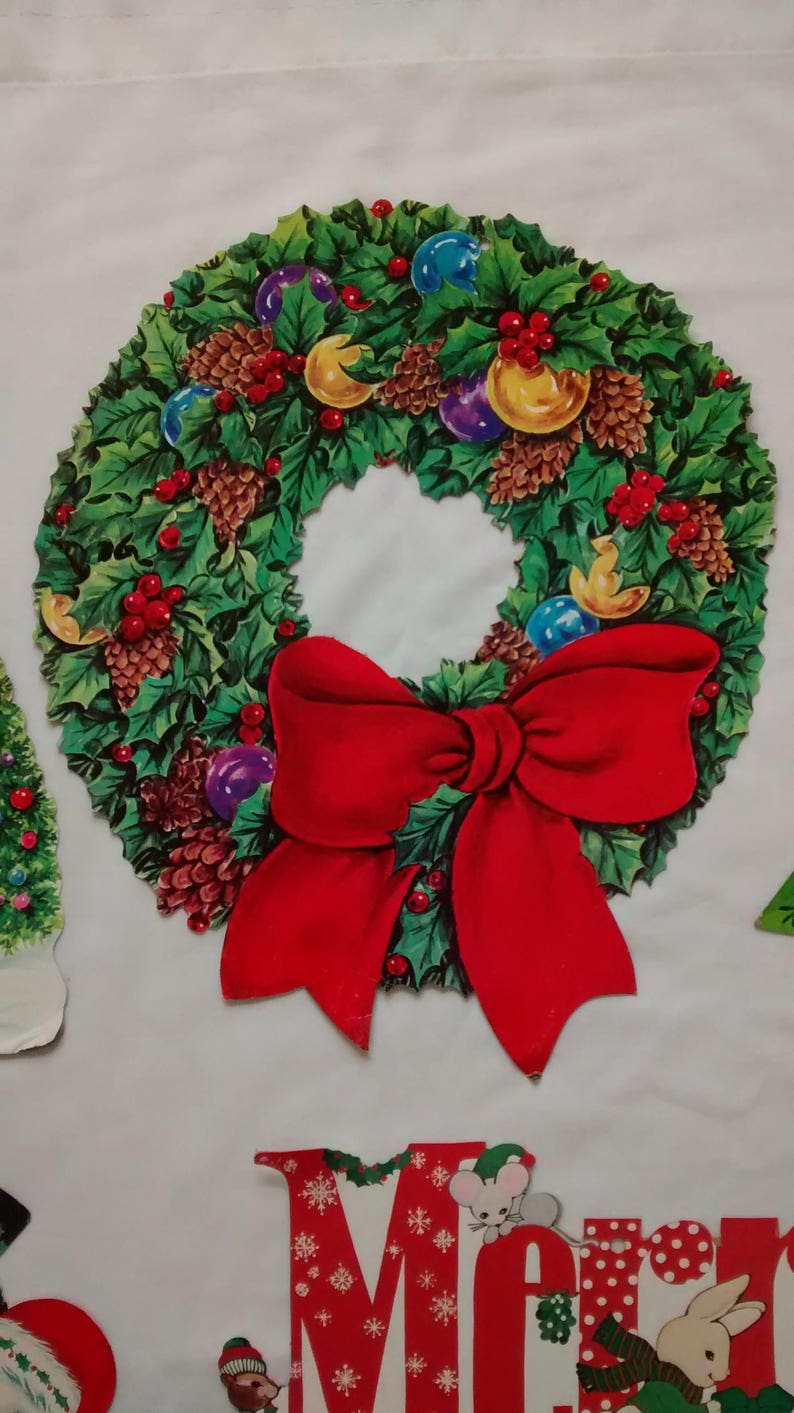 Vintage Christmas Die Cut Paper Decorations Lot Santa Etsy
