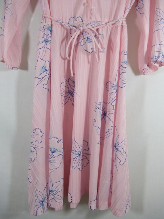 Vintage 70s Pink Polyester Lightweight Midi Dress… - image 3