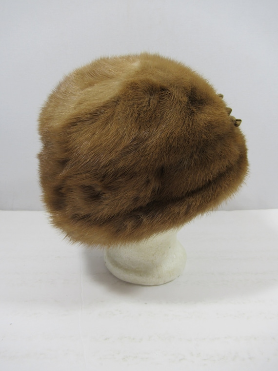 Vintage Lora Genuine Fur Winter Hat w/Bow, Light … - image 2