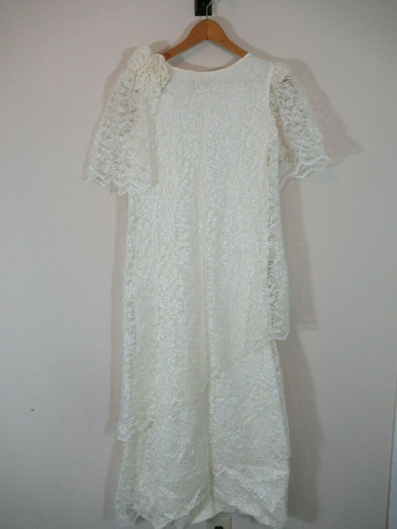 Vintage Drop Waist Lace Flapper Style Dress, 70s, 