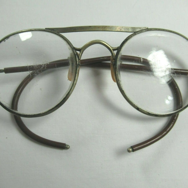 Antique Bausch and Lomb Round Spectacles, Eyeglasses w/ Ear Hooks, Glasses Frames