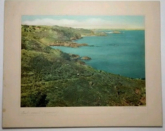 Antique East Coast Germany Signed Landscape Photo, Hand Colored, M. Parsons, Vintage