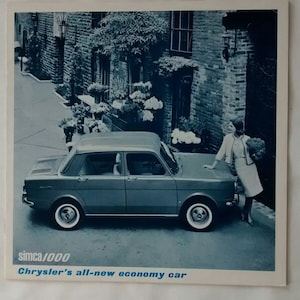 Vintage Chrysler Simca 1000 Brochure c. 1967, Dealer, Advertising, Car, Auto, Sales, Prospekt