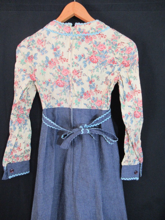 Vintage 70's Boho Prairie Maxi Dress, Rickrack, P… - image 5
