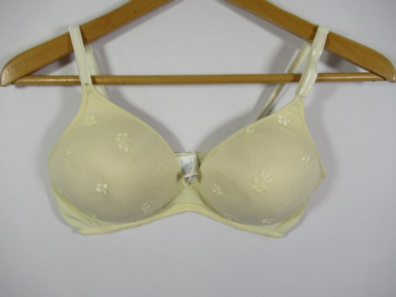 Vintage Warners Flower Charms Bra, 36C, Women's, Wireless, Contour