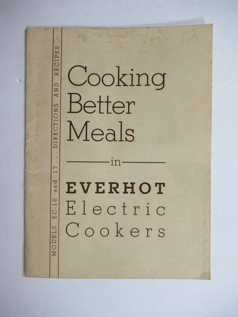 Vintage Everhot Electric Cooker Recipe Booklet Manual Model Etsy
