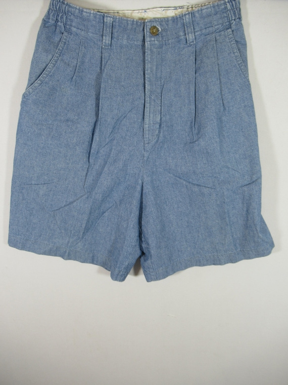Vintage 80s 90s Lee Chambray Denim Pleated High R… - image 1