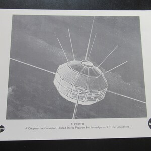 NASA Alouette Satellite Print, Canadian, United States, Space, 1960s, 8x10
