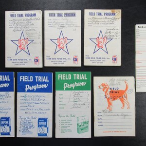 Vintage 1960s Dog Food Field Trial Program Book Lot, Star, Wayne, Western Grain