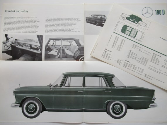 1962 Mercedes Benz 190D Car Brochure and Spec Sheet, Dealer