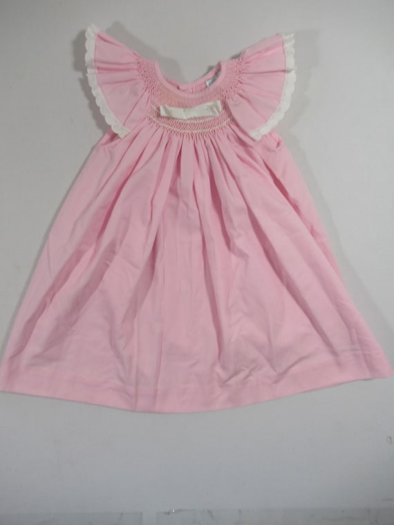 Vintage Pink Smocked Girls Dress, Size 2, Artesani