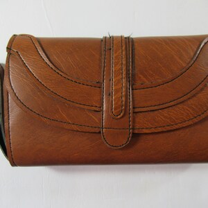 Vintage 80s Brown Faux Leather Womens Wristlet, Wallet, Roger Gimbel