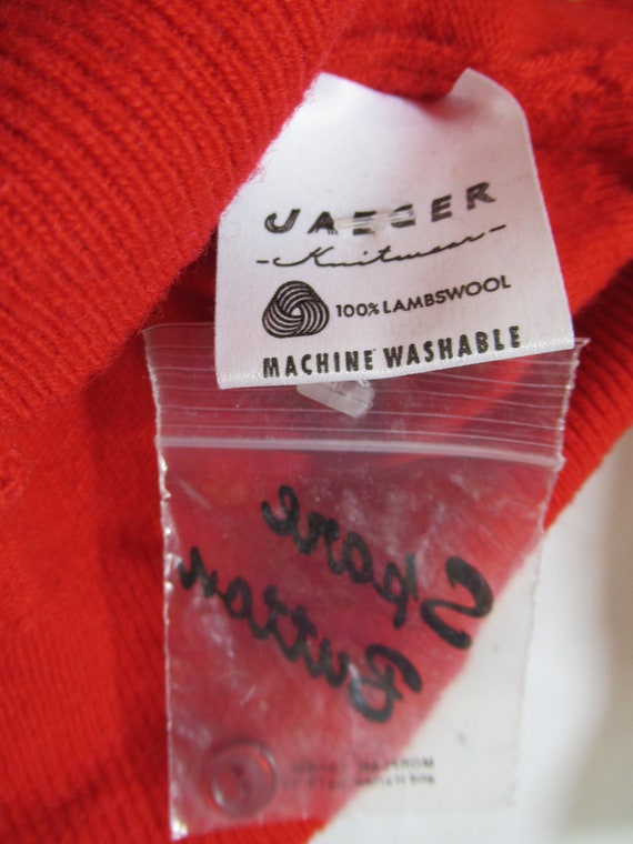 Vintage Jaeger Knitwear Red Wool Cardigan Sweater… - image 3