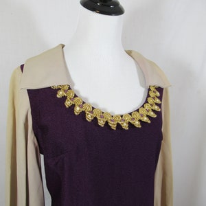 Vintage 1960s Jr. Theme New York Mod Collared Embellished Dress, Long Sleeve