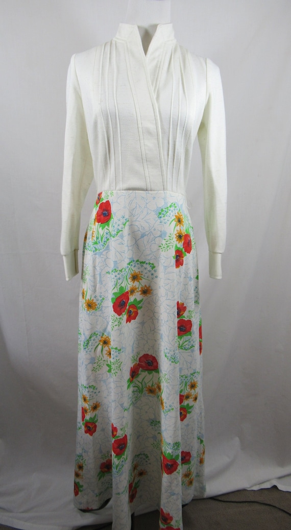 Vintage 70s Long Sleeve Floral Maxi Dress, C. M. C