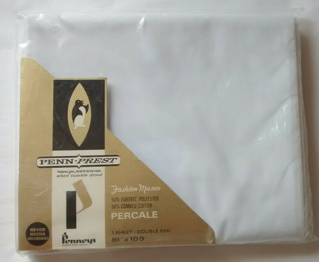Vintage Percale Solid White Full Flat Sheet Fashion Manor - Etsy