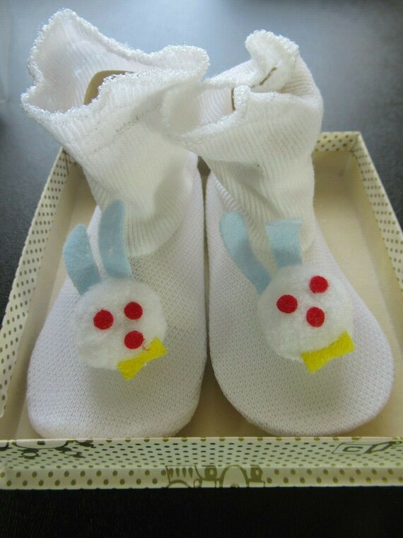 Deadstock Vintage Penneys Bunny Baby Slippers Ori… - image 1