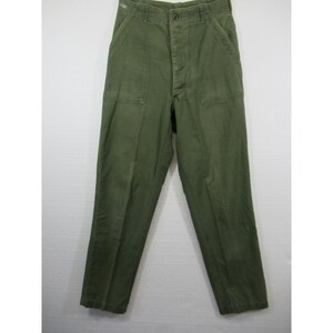 Vintage 70s Vietnam Era OG-107 Pants Men Green Sateen Army Military Button Fly