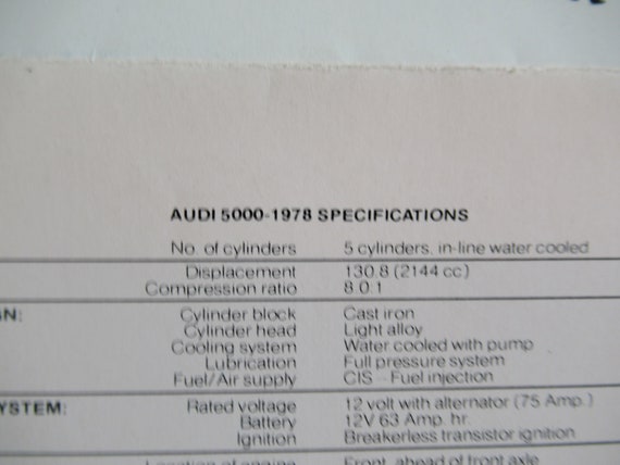 1978 Audi 5000 and Fox Original Car Sales Brochure Catalog 1978 Audi 5000 and Fox Original Car Sales Brochure Catalog