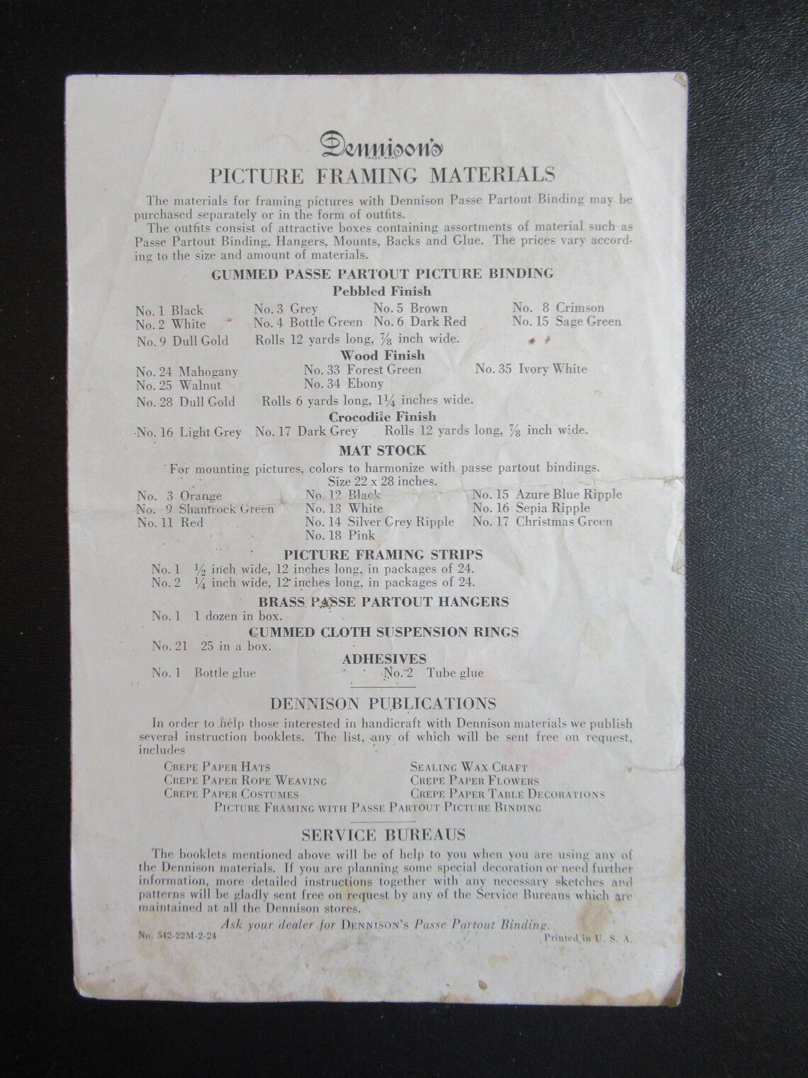 Antique 1920s Dennison Manufacturing Picture Framing Booklet, Vintage