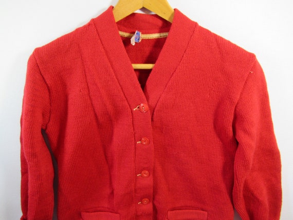 Vintage 40s JCPenney Cherry Lane Wool Cardigan Le… - image 2