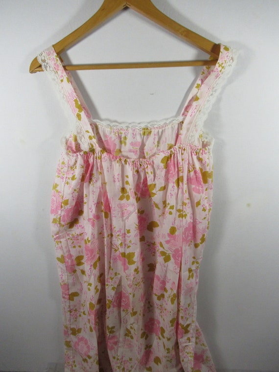 Vintage Pink Roses Nightgown/Robe Set, Women L, G… - image 5