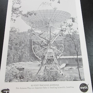 NASA 85 Foot Satellite Tracking Antenna Space Print, 1960s, 8x10