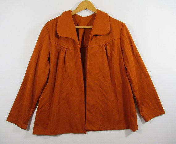 Vintage 70s Orange Polyester Shirt Jacket, Women,… - image 1