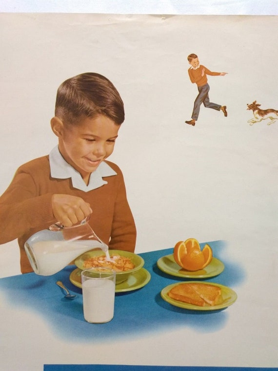 1950s Milk Advertising Poster, National Dairy Council, Breakfast