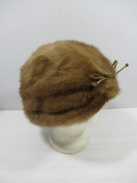 Vintage Lora Genuine Fur Winter Hat w/Bow, Light … - image 3