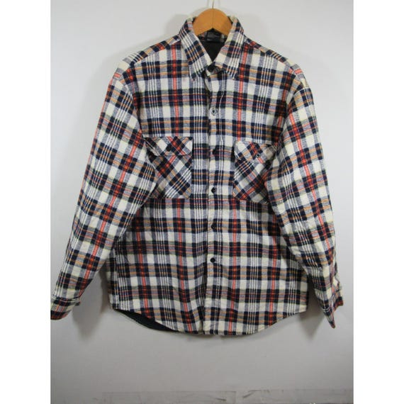 jcp dress shirts JCPenney The Fox Collection Red Green Button Up Flannel Shirt - XLarge Vintage 70s 80s JC Penney