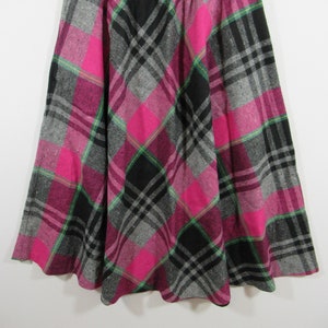 Vintage 70s JCPenney Wool Blend Plaid A-Line Midi Skirt, Women, Secretary