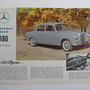 1960s Mercedes Benz 180 Sedan Spec Sheet, Dealer Advertisement, Auto Prospekt, Vintage Car Brochure