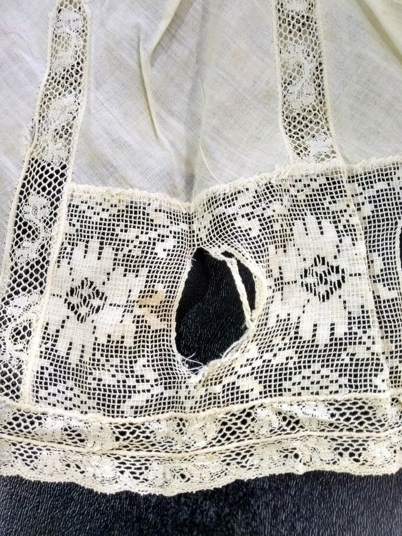Slip Vintage Antique Filet Lace Handmade Baby Girl Petticoat Cotton