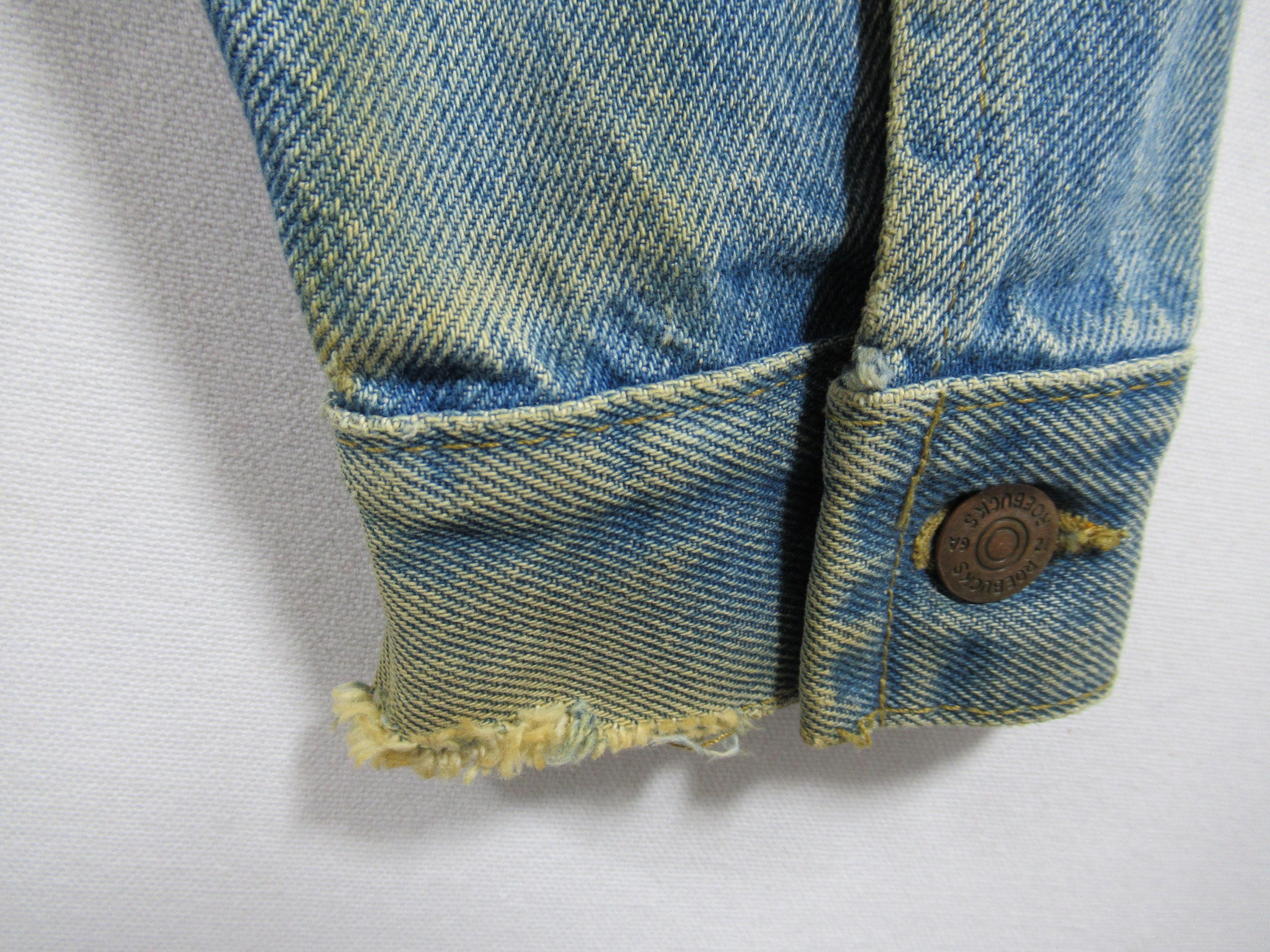 【70’s】Sears \"ROEBUCKS WESTERN WEAR\" （￼L） Vintage 70s Sears Roebucks Western Wear Distressed Denim