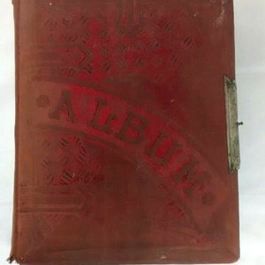 Antique Victorian Cabinet Card Photo Album, 1800s ,Red, Victorian, 19th Century