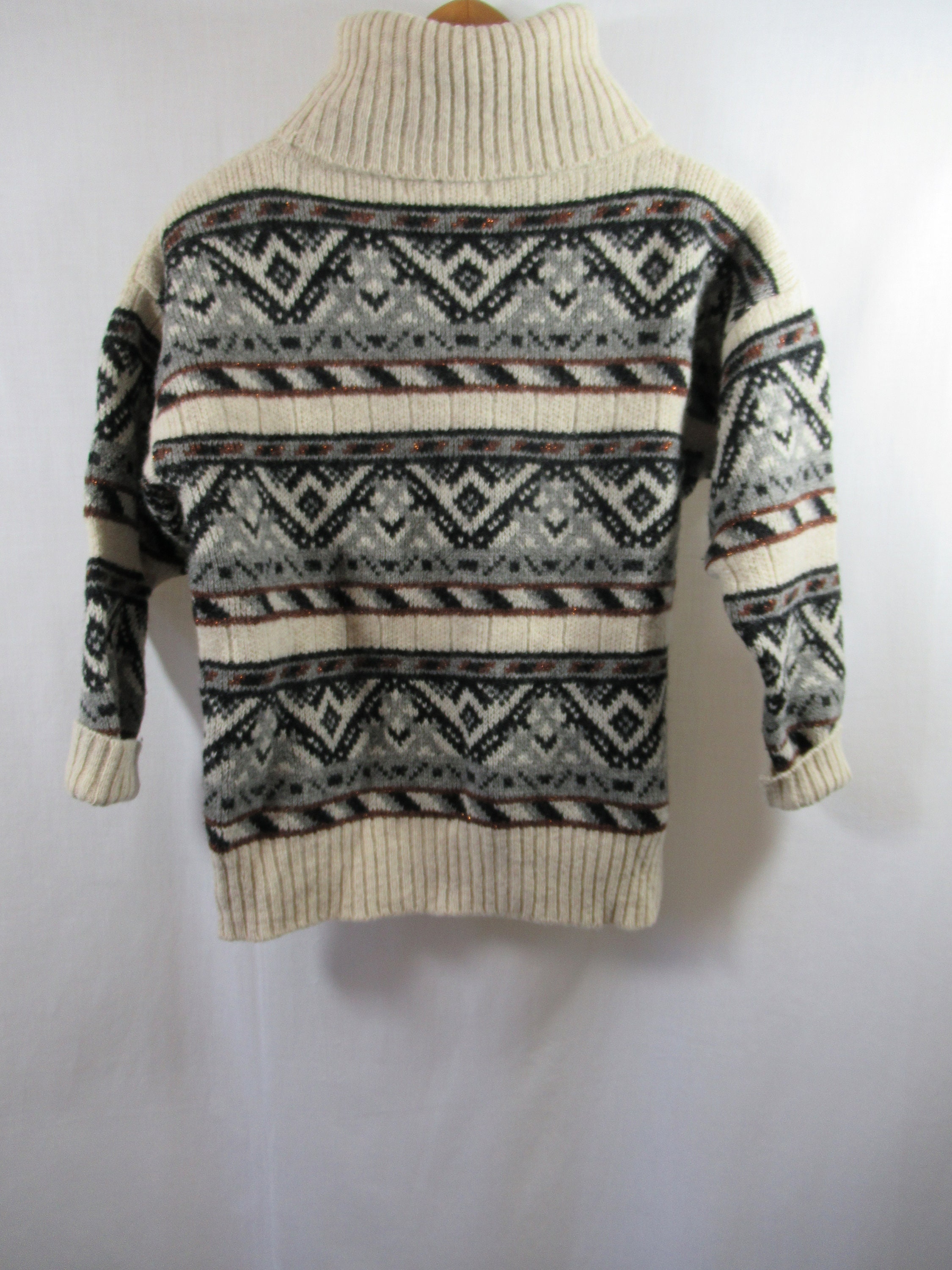 1980s Oversized Shetland Wool Turtleneck Ski Sweater - Etsy